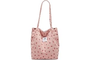 Funtlend Large Cord Bag for Women Corduroy Tote Bag Women Shoulder Handbags Totebag for School Shopping Work College Casual