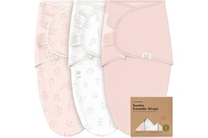 Pack of 3 Organic Swaddle Sleeping Bag Baby - Swaddling Bag Baby 0-3 Months for Newborns, Soft and Cosy Swaddling Cloth Infants for Girls, Boys, Baby Sleeping Bag Newborns, Breathable (ABC Land Rose)