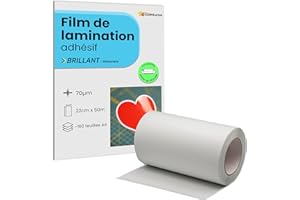 STARMAKER Rotolo 22 cm x 50 m A4, pellicola lucida per laminazione a freddo, foglio laminato autoadesivo per foto e adesivi, compatibile con plotter da taglio