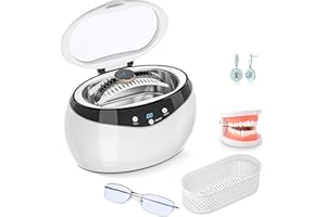 Signstek Ultraschallreiniger 650 ml aus Edelstahl mit Uhrenständer und Reinigungskorb für Schmuck, Brillen und Uhren, wasserdichter Rasierer 42.000 Hz, 35 W