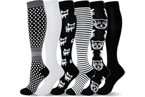 LEOSTEP 20-30mmHg Kompressionsstrümpfe für Damen & Herren (6 Paar) – Atmungsaktive Stützstrümpfe für Reisen, Sport, Flug, Laufen, Radsport, Schwangerschaft