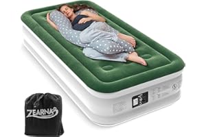 Zearna 190x100x40cm Single Inflatable bed, Air Mattress with Built-in Electric Pump, Blow Up Mattress in 3 Mins Self-Inflation/Deflation,Flocked Surface Guest Airbed for Home Portable Camping
