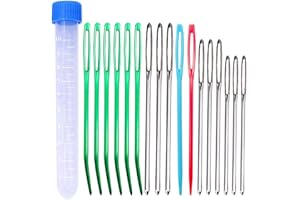 CKANDAY 115 Stück Jumbo gebogene Spitzen Tapisserienadeln, große Ösen, stumpfe Stopfgarnnadeln aus Stahl, in Box und Kunststoff Handnähnadeln zum Stricken Häkeln DIY Anmerkungen Handwerk Stitchery