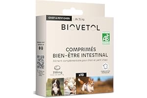 Biovetol - Comprimés Bien-être Intestinal pour Chat et Chien Bio - x10 (Chiot/Petit Chien)