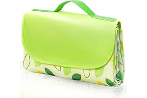 Ledeak Wodoodporny koc piknikowy, 200 x 150 cm Składana mata plażowa Anti-Piasek, Piknik Blanket z przenośnym uchwytem do ogrodu Camping na zewnątrz (zielony)