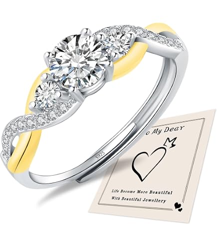 BISONBLUE Damen Ring – Blumenring Mit Natürlichem Zirkon, Vintage, Handgefertigt, Als Verlobungs- Oder Jubiläumsring, Für Hochzeit Oder Alltag