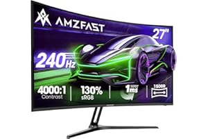 Amzfast Ecran PC Gamer Incurvé 27 Pouces - 240Hz, FHD 1920x1080, 1ms MPRT, sRGB 130%, Anti-Lumière Bleue, HDR, Adaptive Sync, HDMI 2.0/DP 1.4, VESA 100x100, AMZG27C1Pro - 1