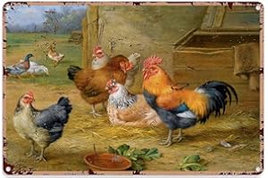 GOOMIX Plaque murale en métal vintage en forme de poule - Décoration murale pour la maison, le café, le garage - 20,3 x 30,5 cm