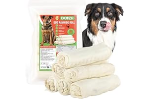 DKUNDZH Rotolini per Cani in Pelle Bovina, Snack Masticabili, 100% Pelle di Vacchetta, Pulizia Dentale, Cura Dentale per Cani di Taglia Media e Grande