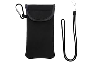GIEEU Neopren Handy Tasche,Universelle Handytasche mit Karabiner und Umhängeband,Handy Hülle für Telefone Bis Zu 6,7 Zoll,Schwarz