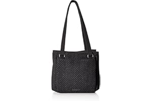 Vera Bradley Damska torba na ramię z mikrofibry wielokomorowa torebka torebka, klasyczna czarna, jeden rozmiar