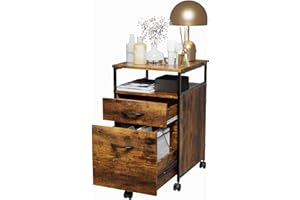 Rcynview Comodino Comodini Camera da letto, tavolino da notte, 4 rotelle, cassetto e ripiani di stoccaggio, salvaspazio, stile industriale, 43x42x69cm Comodino in Legno per Soggiorno, marrone rustico