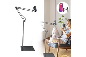 Hmfmdy Supporto da pavimento regolabile universale per cellulare e tablet, girevole a 360 gradi, per tablet da 4,7 a 13 pollici Pro 10,5/9,7/12,9, iPad Air, Mini 2/3/4, Galaxy Tab, eBook – Nero