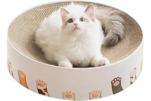 Hibtn Cat Scratching Board,Cat Scratcher Bed,2 in 1 Cardboard Round Scratcher Bowl Nest,Corrugated Scratch Pad,Bed Sofa For Indoor Sleeping(41x41x10cm)
