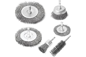 AICOIMY 6 Pieces Cepillo Alambre, Cepillo de Lijado, Cepillos de Taladro de Alambre para para Moler, Eliminar óxido, Limpieza de Suciedad