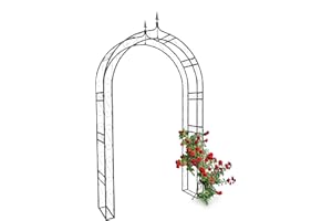 Relaxdays 10020028 Arche à rosiers pointue Tuteur de plantes grimpantes Support de jardin fer noir en métal obélisque pour fleurs arceaux colonne H x l x P: 242 x 138 x 35,5 cm