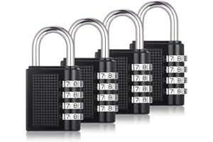 JIANTA 4 Stück Zahlenschloss Vorhängeschloss, Wetterfestes Vorhängeschloss mit Zahlencode, 4 Stellig Spindschloss, Rostfest Schloss mit Zahlencode für Fitnessraum Spind Schuppen Kellertür Garten (A, Schwarz)