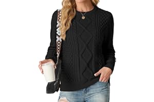 GRECERELLE Damskie swetry z okrągłym dekoltem kabel sweter z dzianiny damskie swetry dla kobiet UK damski sweter z długim rękawem pulower topy