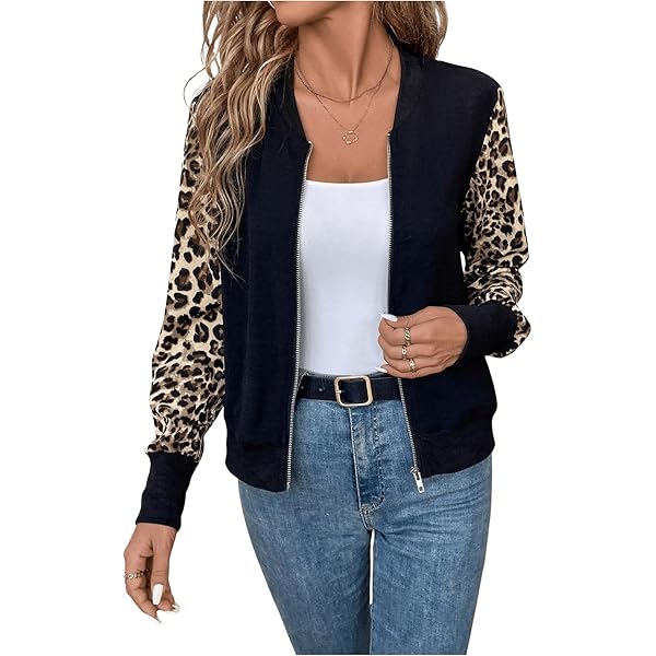 GORGLITTER Damen Bomberjacke Elegant - Leichte Übergangsjacke Mit Reißverschluss, Blouson Style
