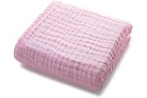 ‎MINIMOTO TOUCH IT LOVE IT minimoto touch it love it Baby Blanket 6 Ply Gauze Cotton for Sleeping, Thermal Muslin, Baby Bath Towel, Blankets (Rosa)