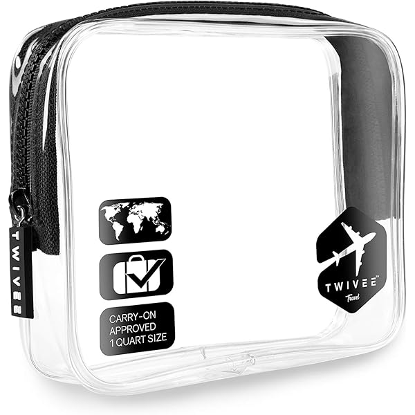 TWIVEE - Transparante toilettas met reisflessenset – 1 liter – Toilettas voor het vervoer van vloeistoffen in handbagage, zwart/transparant, 1 kwart ≈ 0,95 liter