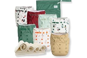On The Farm Baby Cloth Pocket Diapers 7 Pack, 7 Bamboo Inserts, 1 Wet Bag by Nora's Nursery
