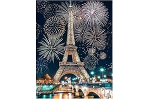 CLYCTIP 5D Diamond Painting Eiffel Tower Paris Firework,Diamond Painting Art Kits for Kids Adults, 12x16inches