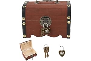 QINGYIWL Vintage Schatztruhe Holz Klein 14,5 * 10 * 9,5cm Schatzkiste mit Schloss, Piraten Schatztruhe Klein zur Aufbewahrung und Dekoration, Holztruhen Schatzkiste für Kindergeburtstag Schatzsuche