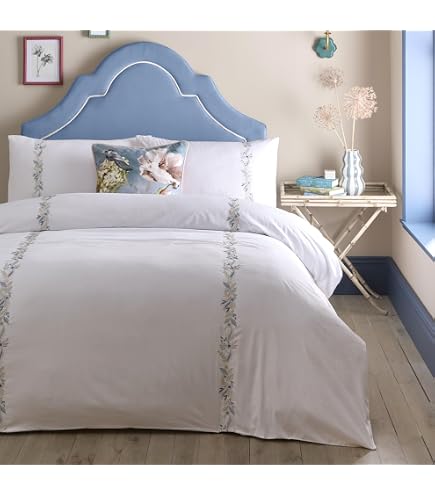 Rapport Home Tranquility – Set Copripiumino Matrimoniale Con Motivo Floreale, Colore Uovo Di Anatra, 200x200 Cm + 2 Federe