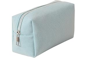 WOKICOR Kosmetyczki dla kobiet, mała kosmetyczka do torebki, sztruksowa, podróżna torba na kosmetyki z zamkiem błyskawicznym, mała torba na kosmetyki do podróży, niebieski, kosmetyczki