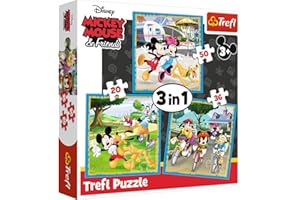 Trefl- Disney de 20 à 50 Pièces 3 Sets pour Les Enfants à partir de 3 Ans Puzzle, 34846, Mickey Mouse avec des Amis Mickey Mouse et Ses Amis
