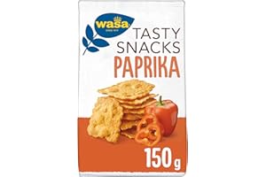 ‎WASA Wasa Tasty Snacks Crackers Paprika 5x150g | Knusprige Knäcke-Cracker mit Paprika, leckerer Snack