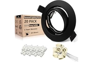 ‎WONDLUMI Wondlumi 20x LED Einbaustrahler Rahmen GU10 Schwenkbar Einbaurahmen 68mm Schwarz Rund Deckenspots 230V inkl. GU10 Fassung LED oder Halogen