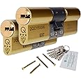 Brass, 45/45 (90mm) Pair of Orion TS007 3-Star Anti-Snap Euro Cylinder Lock Door Barrel
