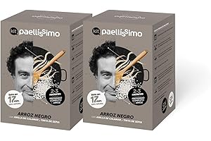 Paellissimo - Kit Preparado para Arroz Negro, Paella de Pescado con Tinta de Sepia | Plato Precocinado Casero 100% Natural y Sin Gluten | 2-3 Personas | 2 Unidades