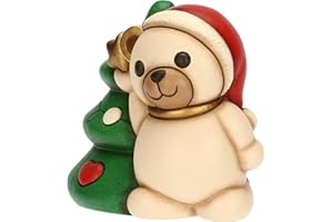 THUN, Teddy con Albero di Natale in Ceramica di Alta Qualità, Collezione Natale, Statuine da Collezione, Idea Regalo per Natale, 12 x 9 x 10,5 cm