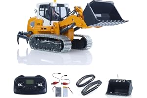 wheelfun 1:50 RC Laderaupe LR636 Mini RC Raupenlader Elektro-Hub-Baufahrzeug mit 2.4 GHz Fernsteuerung Metallschaufel Gleisketten & Reißzahn - RTR-Modell inkl Licht/Sound-Funktion Batterien