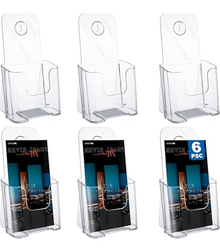 DAJAVE 6 stuks flyerstandaard A6 acryl brochurehouder A6, tafel- brochurestandaard als flyerstandaard, brochurehouder brochurehouder, transparante brochurestandaard