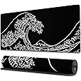 Ovenbird Gaming Mouse Pad with Stitched Edges, Japanese Wave Black Mouse Pad, Extended XL Mousepad with Anti-Slip Base, Cool Large Mouse Pad for Desk, 31.5 x 11.8 in, Black(OB-MP-E-17-B)