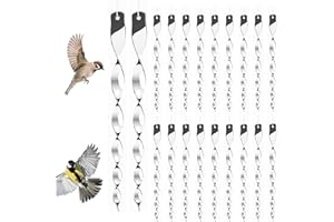 BITEFU 20 Stück Reflektierende Vogelschreck 30cm Windspirale Vogelabwehr Balkon Deko für Protect Häuser, Gärten, Höfe (Silber)