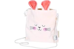 PAPIERDRACHEN Sac à Main Lapin Rose avec bandoulière - en Velours avec Visage de Lapin et Oreilles - détail Scintillant - Cadeau pour Pâques - Sac à bandoulière Fille