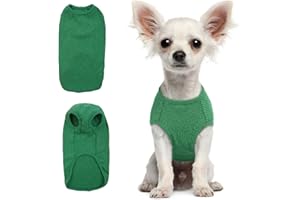 Hjumarayan Camiseta para Perro y Gato, Ropa Ligera y Elástica de Verano, Fino Perrito Chihuahua, Verde Esmeralda XXS