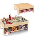 Table De Train En Bois VEVOR – 320 Pièces – 2 Plateaux Réversibles – Rangement Intégré – Dès 3 Ans