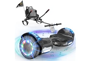 EVERCROSS Hover Board Kids, Hoverboards with Seat Attachment Hoverkart, 6.5" Self Balancing Scooters, Hoverboards Bluetooth with LED Lights, Ideal Hover Board for Kids Teenagers Adults