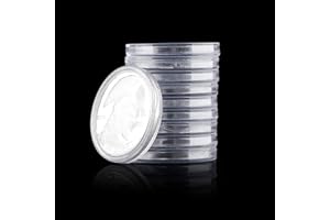 Prasacco Confezione da 12 capsule per monete, in plastica trasparente, con guarnizione regolabile, per raccogliere monete, 6 misure (20/25/30/35/40/46 mm)