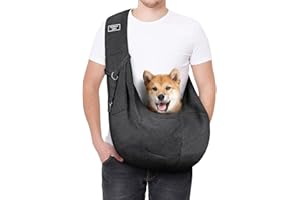 AUYAO Dog Carrier Bag Cat Sling Reversible Hands-Free Pet Carry Sling Puppy Carrier with Adjustable Shoulder Strap Crossbody Satchel Dog Purse with Pocket for Walking Travel & Shopping(Dark Gray)