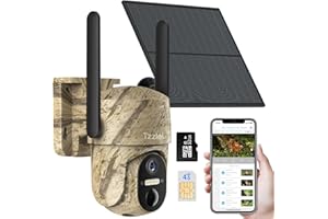 Tzziel 3G/4G LTE Cámara fototrampeo de Vigilancia Exterior con Batería Solar, 2K Visión Nocturna en Color, PIR Detección de Movimiento, IP66, Adecuado para Uso en Exteriores o en Lugares sin WiFi