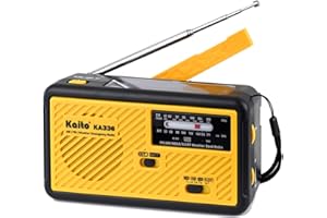 Kaito Voyager ECO Emergency Radio KA336 AM/FM NOAA Weather Alert 5-Way Powered Solar Crank Radio Receiver with LED Flashlight and USB Mobile Phone Charger Yellow
