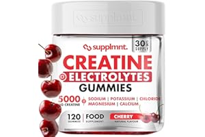 Supplmnt. Creatine Gummies with Electrolytes, 5000mg Creatine Monohydrate, Cherry Flavour, 120 Gummies, Vegan, Gluten-Free, Non-GMO, Food Supplement, 30-Day Supply