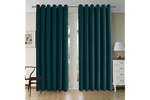 CUCRAF Thermal Insulated Velvet Curtains Eyelet Teal 2 Panels Ring Top - Soundproof Blackout Curtain for Kids Room and Living Room W90 x L90